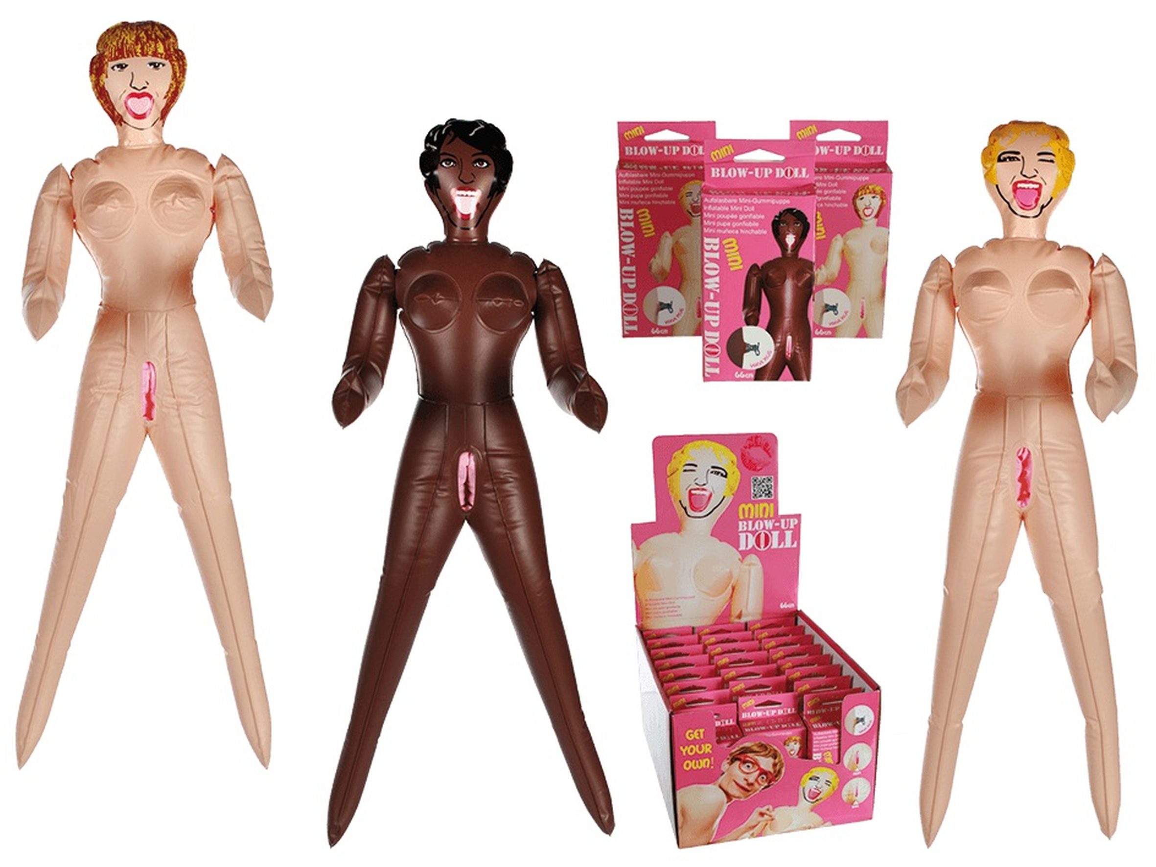 Aufblasbare Mini-Gummipuppe, ca.66cm, 3-fach ass. in Box, lose - VE 6 (SR)  | Classic Line Artikelsortiment